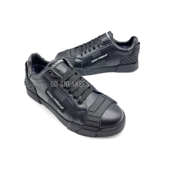 Мужские зимние кроссовки Dolce &amp; Gabbana Man Winter Leather Black