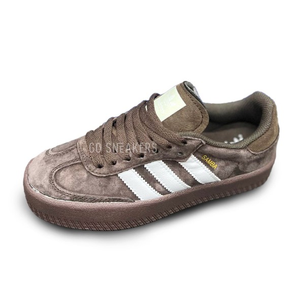 Женские кеды Adidas Samba Suede Chocolate