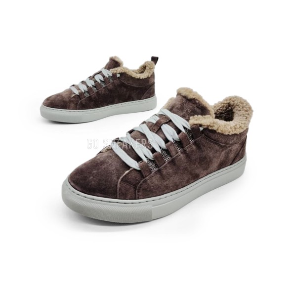 Унисекс зимние кроссовки Brunello Cucinelli Winter Sneaker Suede Chocolate