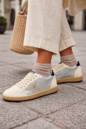 Golden Goose Ball Star Beige Silver Glitter