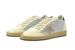 Golden Goose Ball Star Beige Silver Glitter