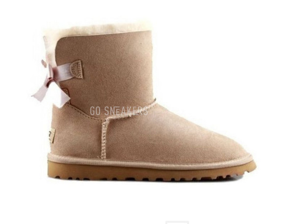 Женские мини угги с бантиками Mini Bailey Bow II Sand