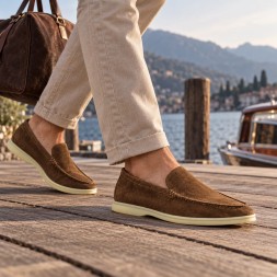Loro Piana Summer Walk Suede Chestnut