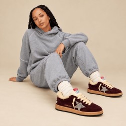 Golden Goose Ball-Star Winter Brown Shearling With Silver Glitter Star