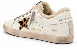 Golden Goose Super-Star Winter White Shearling Leopard Print Pony