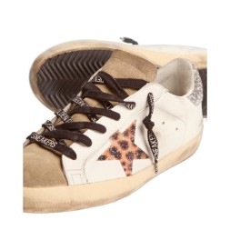 Golden Goose Superstar with Leopard Print and Swarovski Crystal Star