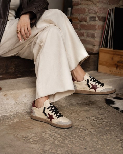 Женские кеды Golden Goose Ball Star with Cherry Crocodile Star and Heel Tab
