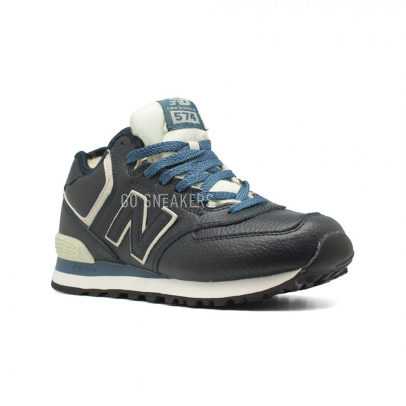 Женские зимние кроссовки New Balance 574 High-top Navy Leather