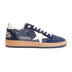 Golden Goose BallStar in Blue Glitter with White Star and Metallic Heel Tab