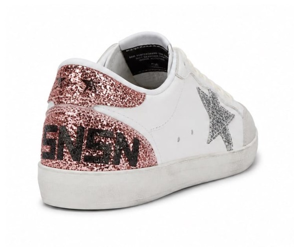 Женские кеды Golden Goose Ball Star White/Pink Glitter Star