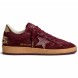 Женские кеды Golden Goose Ball Star Burgundy Suede with Crystal Star and Metallic Heel Tab