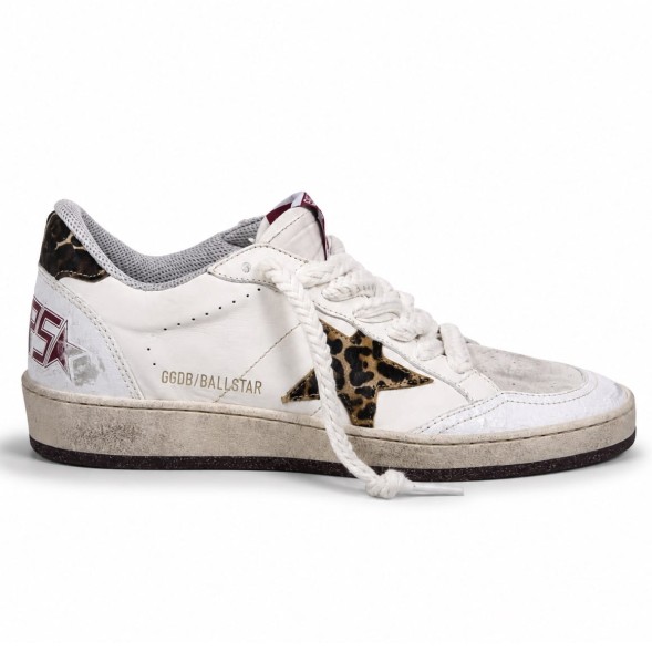 Женские кеды Golden Goose Ball Star VCE with Leopard Print Pony Skin Star and Heel Tab