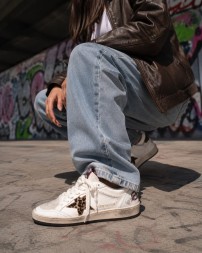 Golden Goose Ball Star VCE with Leopard Print Pony Skin Star and Heel Tab