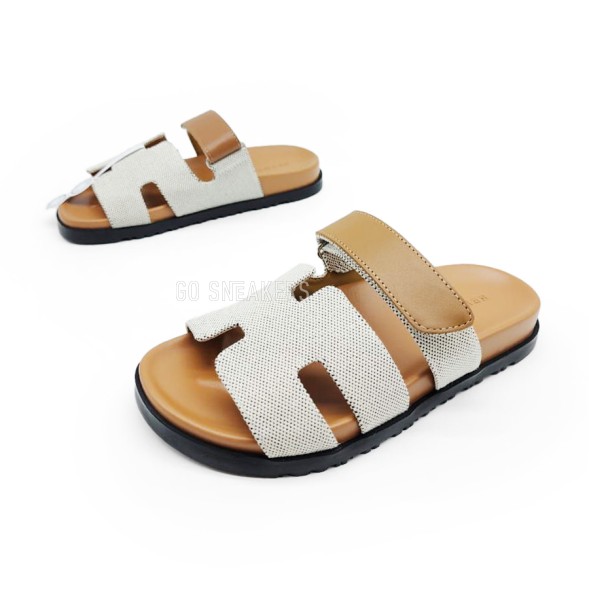 Унисекс сандалии Hermes Flip-flops Chypre Unisex Brown/White Textile