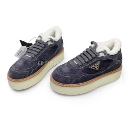 Prada Platform Suede Winter Dark Grey