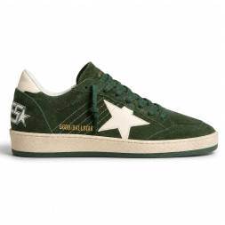 Golden Goose Ball Star Green suede with White leather star and White heel tab