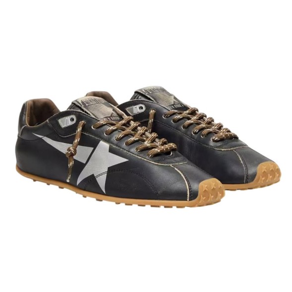 Женские кеды Golden Goose Marathon Speed with Black Leather Upper and Silver Star