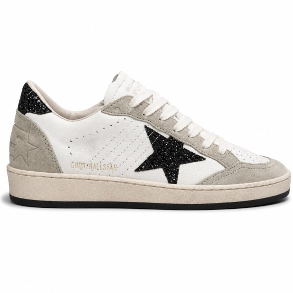 Женские кеды Golden Goose Ball Star in Nappa and Suede with Black Glitter Star and Heel Tab