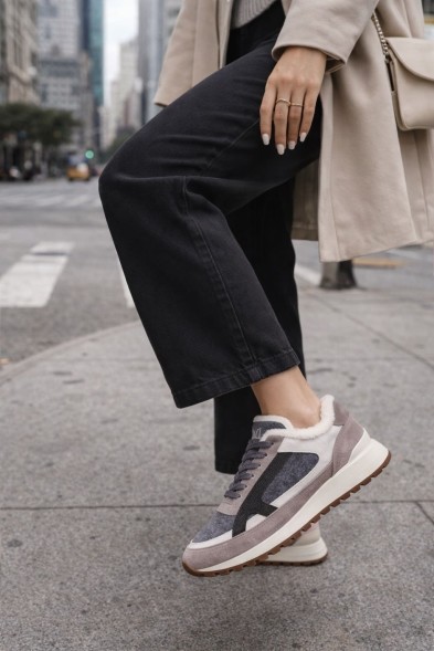 Женские зимние кроссовки Brunello Cucinelli Suede Snikers Beige/Grey