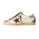 Женские кеды Golden Goose Superstar Burgundy Glitter Star and Silver Heel Tab