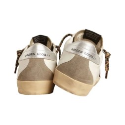 Golden Goose Superstar Burgundy Glitter Star and Silver Heel Tab