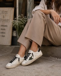 Golden Goose Superstar Green Leather Star and Grey Leather Heel Tab