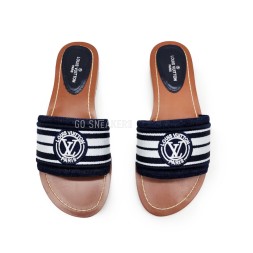 Louis Vuitton Flip-flops Low Textile Dark Blue/White