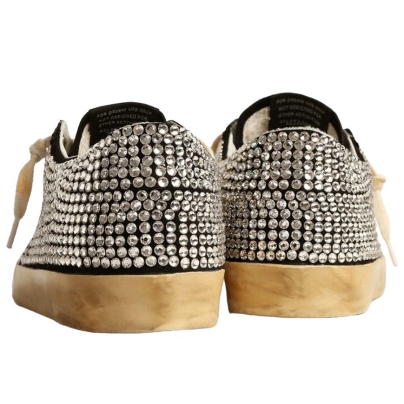 Женские кеды Golden Goose Superstar LTD with Swarovski Crystals and Black Leather Star