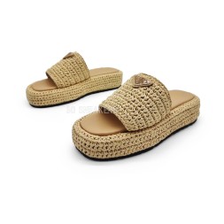 Prada Flip-flop Knitted Textile Beige