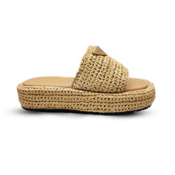 Prada Flip-flop Knitted Textile Beige