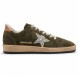 Женские кеды Golden Goose Ball Star Olive Suede with Silver Glitter Star