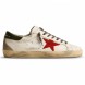 Мужские кеды Golden Goose Superstar Red Suede Star and Green Leather Heel Tab