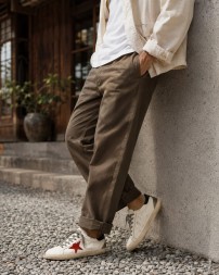 Golden Goose Superstar Red Suede Star and Green Leather Heel Tab