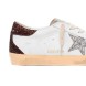 Женские кеды Golden Goose Superstar Silver Star and Brown Glitter Heel Tab