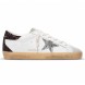Женские кеды Golden Goose Superstar Silver Star and Brown Glitter Heel Tab
