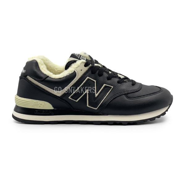 Мужские зимние кроссовки New Balance 574 Black Leather Winter