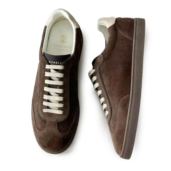 Мужские кеды Brunello Cucinelli Suede Sneakers Brown